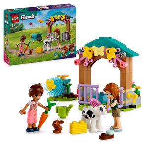 LEGO Friends Autumns Kälbchenstall, Bauernhof-Spielzeug mit Tieren für Kinder, kleines Set mit 2 Figuren, Hase und Kuh-Figur, Geschenk für 5-jährige Mädchen und Jungen 42607