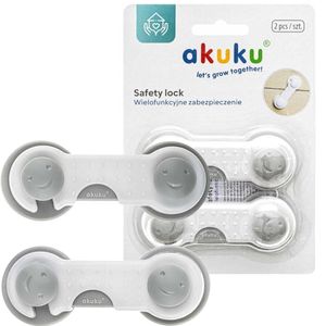 2x Kindersicherung Schubladensicherung Schrank Schloss Sicherung Grau 9 cm Akuku