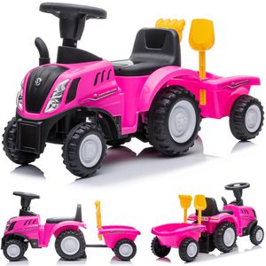 Traktor New Holland s prívesom Slide Car Pink