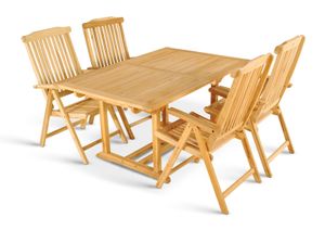 SAM® Gartenmöbel Set 5tlg Teak Gartentisch ausziehbar 180-240 cm KUBA/ARUBA