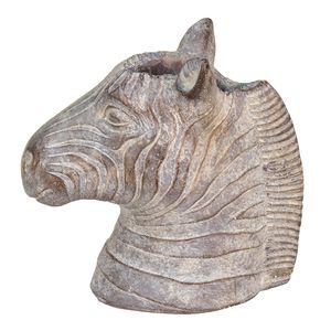 Clayre & Eef Blumentopf Zebra 16x10x15 cm Grau Stein