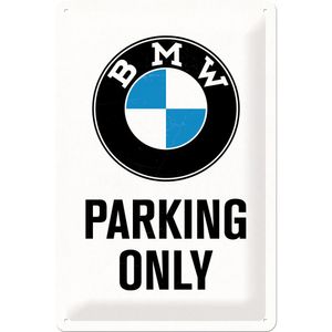 Plechová Ceduľa BMW Parking Only Biela 20x30cm