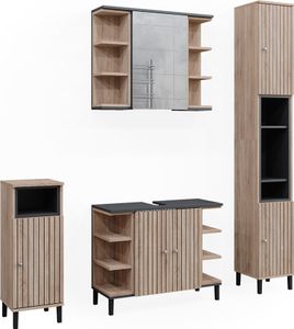 Vicco Badmöbel-Set Aquis, 4 Teile, Sonoma/Anthrazit