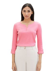 Tom Tailor T-shirt stripe henley 34861 pink offwhite stripe ck XS