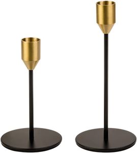 Kerzenständer Set Gold & Schwarz Kerzenhalter Metall, Stabkerzenhalter für Hochzeit Wohnkultur Weihnachten
