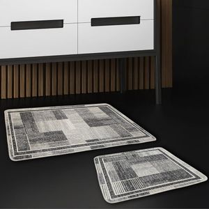 Miqna 2-tlg. rutschfestes Badteppich Set , waschbar (60x100 & 50x60 cm)