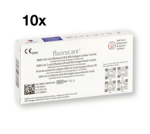 10x Fluorecare BIO-TECH COVID-19 & chřipkový A/B & RSV Kombinovaný test antigenu Rychlý test antigenu | CE 2934 | 10 combo self-test test chřipky +1x3