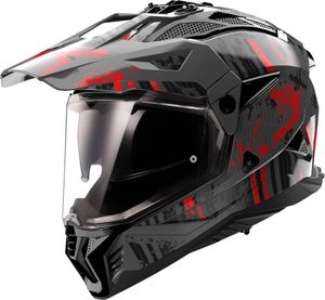 LS2 Endurohelm "MX702 Pioneer II Crazy"  schwarz / rot, Gr. 59 / 60 = L