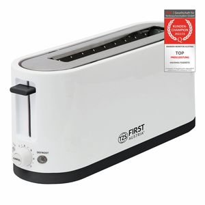 TZS First Austria Toaster, weiß, 7 Stufen, Warmhalte- und Auftaufunktion, inkl. Krümelschale