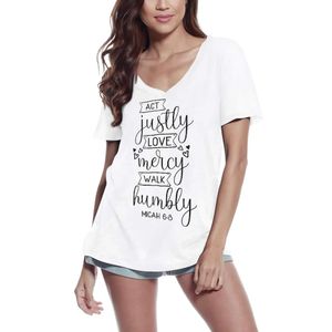 Damen Grafik T-Shirt V-Ausschnitt Handle gerecht liebe barmherzig wandle demütig - micah shirt tops – Act Justly Love Mercy Walk Humbly - Micah Shirt