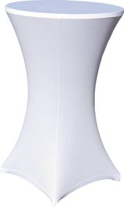 Stehtischhusse Stretch für Bistrotisch mit 4 Fußlaschen elastisch Ø 70-75x110-120 cm Weiß