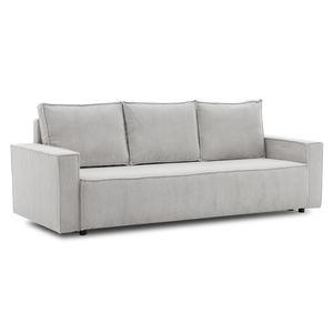 Couch LUCCA mit Schlaffunktion 190x140 cm, Schlafcouch mit Bettkästen, Stoff: POSO 055 HELLGRAU, Füllung: SCHAUMSTOFF
