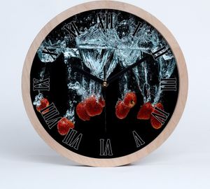 Holzuhr 30fi cm wanduhr - schwarze Spitzen - Erdbeeren unter Wasser