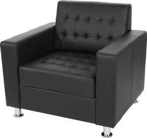 Sessel Pori, Clubsessel Loungesessel, Kunstleder, Metall-Füße  schwarz
