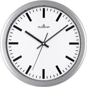 DUGENA 4460646 Wanduhr Uhr lautlos Kunststoff Analog silber