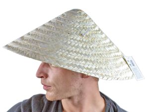 Chinesischer Hut | traditioneller Strohhut / Bambushut asiatischer Reisbauer | authentisch wie aus China oder Vietnam als Sonnenschutz | ideal für Karneval & Fasching