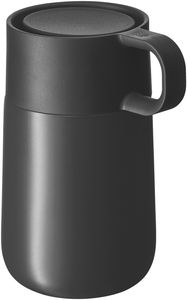 WMF Impulse Travel Mug, Thermobecher Edelstahl 0,3l, Automatikverschluss, 360°-Trinköffnung, hält Getränke 6h warm/ 12h kalt, grau