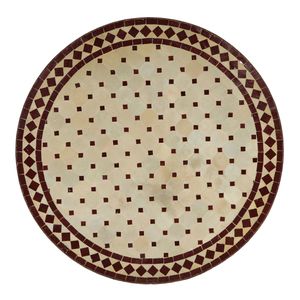 Casa Moro Mediterraner Gartentisch Mosaiktisch Ø 80 cm rund Bordeaux Terrakotta mit Gestell H 73 cm | Kunsthandwerk aus Marokko | Dekorativer Balkontisch Bistrotisch Esstisch | MT2092