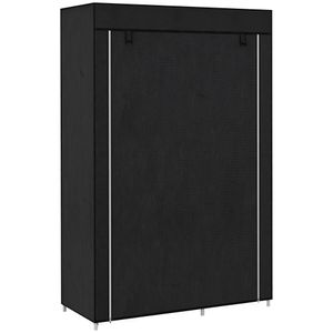 HOMCOM Kleiderschrank Stoffschrank mit Kleiderstange, 6 Fächern, Faltbare Garderobe in Vlies-Optik, Faltschrank für Schlafzimmer, Flur, Schwarz, 103 x 43 x 162,5 cm