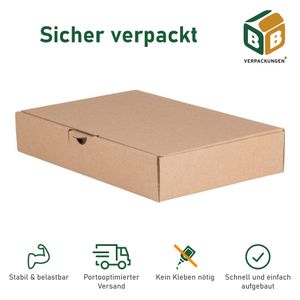 100 x Maxibriefkartons (350 x 250 x 50 mm) DIN A4 stabiler Versandkarton Faltschachtel Versandschachtel Wellpappe BB-Verpackungen