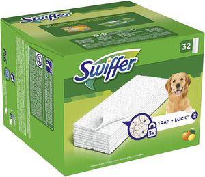 Swiffer Trap+Lock Trockene Bodentücher für Tierbesitzer Nachfüllpackung 32 Stück