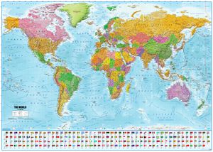 Weltkarte XXL Poster Flaggen 2023 - MAPS IN MINUTESÙ 100 x 140 cm