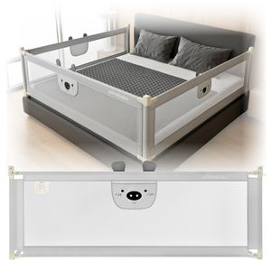 Primabobo® Bettschutzgitter Für Babys Und Kinder Kinderbettgitter, Babybettgitter Höhenverstellbar Fallschutz Babybetten Klappbar Bär, 180 cm