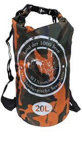 SEENsuechtig Dry Bag Orange Camouflage Trockensack 20 Liter Seesack wasserdicht Beach Packsack