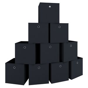 VCM 10er Set Faltbox Klappbox Stoff Kiste Faltschachtel Regalbox Aufbewahrung Boxas Schwarz
