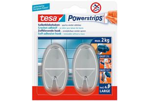 tesa Powerstrips Haken LARGE Oval chrom 2 Haken