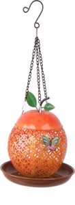 Dehner Natura Futterstelle Manzana für Wildvögel, inkl. Aufhängevorrichtung, Ø 18.5 cm, Höhe 43 cm, Metall, orange