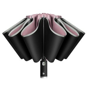 Sunny Dach tragbares LED Taschenlampe Langer Griff im Freien Sonnenregen Automatische Klappschirme für Geschenk-Rosa