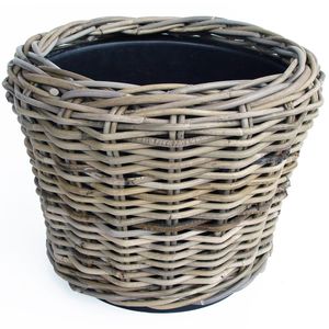 VAN DER LEEDEN DRYPOT® Rattan Pflanzkübel Grau Ø 36 cm - Sylter Körbe