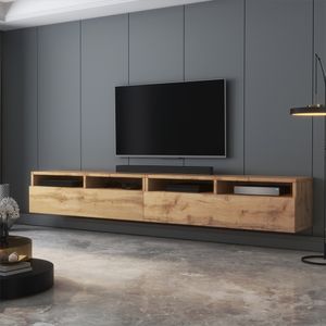 Selsey TV-Schrank  REDNAW - modernes TV-Board in Wotan Eiche Matt, stehend / hängend, 200 cm breit