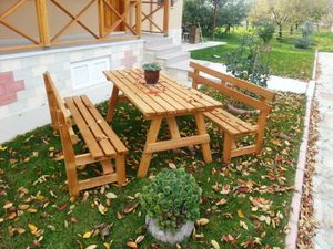 DeholzwART Sitzbänke mit Tisch XL 180cm Gartenbank