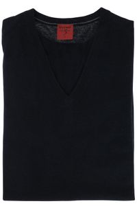 Olymp Body Fit Pullover V-Ausschnitt Merino/Seide Dunkelblau 0151/10/18, Größe: L
