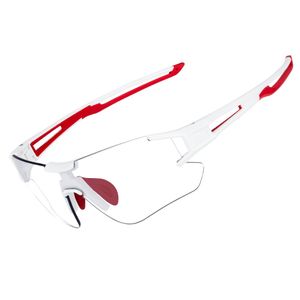 ROCKBROS Photochromic Sonnenbrille Fahrradbrille Rahmenlose Sport Brille UV400 Weiß