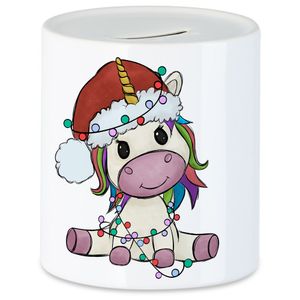 Weihnachts-Einhorn Spardose Geschenkidee Einhorn-Fans Unicorn Süßes Motiv für Weihnachten