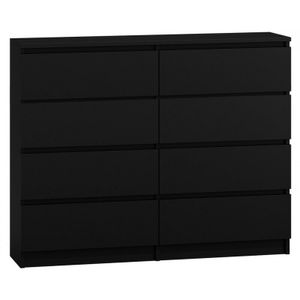Kommode mit 8 Schubladen 120cm schrank Sideboard Anrichte holz weiß , Farbe:schwarz