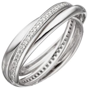 JOBO Damen Ring 60mm 585 Gold Weißgold 58 Diamanten Brillanten Diamantring Weißgoldring