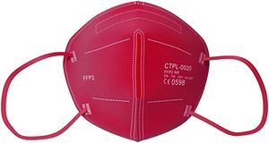 DE+Fachhändler+CE 0598+Blitzversand+10 Stück 5-lagige rote Atemschutzmasken FFP2 Mundschutz, Schutzmaske, Einwegmasken   von Eqomed®