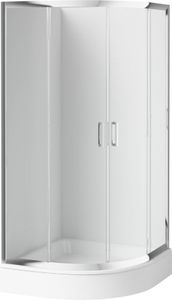 BADLAND SET Duschwanne Alex + Duschkabine Viertelkreis Funkia 90x90 185cm Gehärtetes Gefrorenes Glas | Ablaufgarnitur und Füße Gratis