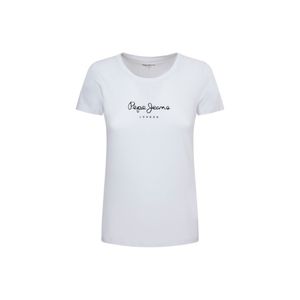 Pepe Jeans Damen T-Shirt - NEW VERGINIA, Baumwolle, Rundhals, Kurzarm, Logo, einfarbig Weiß S