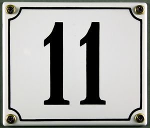 Hausnummernschild 11 weiß 12x14 cm  Schild Emaille Hausnummer Haus Nummer Zahl Ziffe