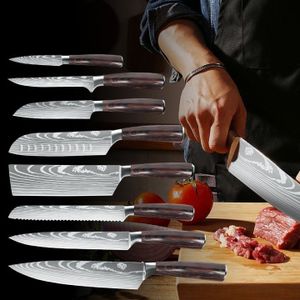Profi Küchen Kochmesser Set, High Carbon Edelstahl Kochmesser Set mit Schutzhülle, 8-teiliges Messer Set