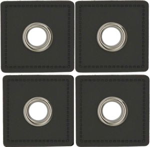 4 Metall-Ösen auf Kunstleder für Hoodies oder Taschen Ösenpatch, Farbwahl