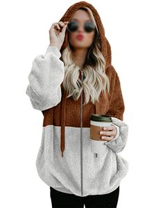 Damen Kapuzenpullover Sweatjacke Hoodie Sweatshirtjacke Pullover Oberteile mit Zipper Kamel,Größe XS