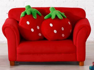 Kindersofa mit Erdbeere Kissen - Stoff - Rot - FRAISIER