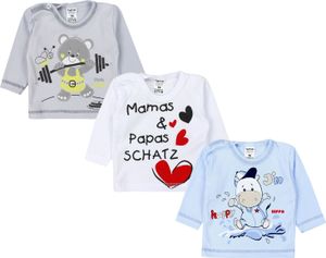 TupTam Uni Baby Langarmshirt mit Spruch Aufdruck 3er Set, Farbe: Junge, Größe: 86