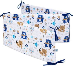 Pepi chránič postýlky - oboustranný chránič okraje postele chránič okraje postele pro dětskou postýlku - 100% bavlna - Blue Bear